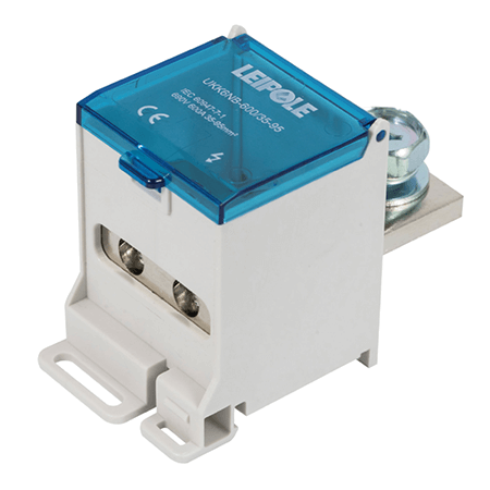 Визуальный вид Распределительный блок на DIN-рейку Leipole UKK6NB-600/35-95/2x25 один вход/два выхода - дополнительное фото