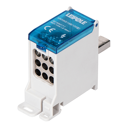 Визуальный вид Распределительный блок на DIN-рейку Leipole UKK6G/158/9x10 один вход/десять выходов - дополнительное фото