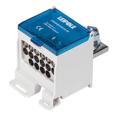 Визуальный вид Распределительный блок на DIN-рейку Leipole UKK6NB-600/35-95/16x16 один вход/шестнадцать выходов - дополнительное фото