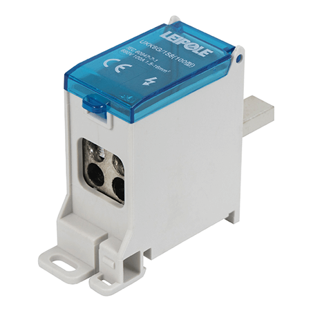 Визуальный вид Распределительный блок на DIN-рейку Leipole UKK6G/158/4x16 один вход/четыре выхода - дополнительное фото