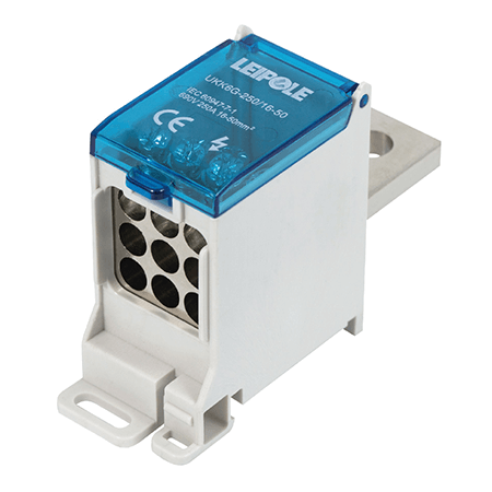 Визуальный вид Распределительный блок на DIN-рейку Leipole UKK6G-250/16-50/9x16 один вход/девять выходов - дополнительное фото