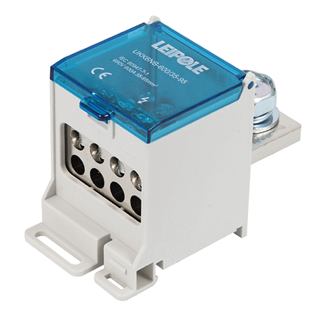 Визуальный вид Распределительный блок на DIN-рейку Leipole UKK6NB-600/35-95/8x16 один вход/восемь выходов - дополнительное фото