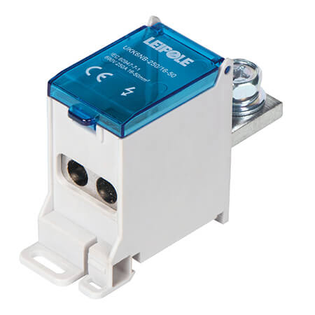 Визуальный вид Распределительный блок на DIN-рейку Leipole UKK6NB-250/16-50/2x25 один вход/два выхода - дополнительное фото