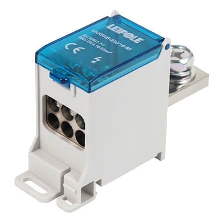 Визуальный вид Распределительный блок на DIN-рейку Leipole UKK6NB-250/16-50/6x16 один вход/шесть выходов - дополнительное фото