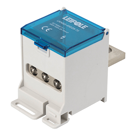 Распределительный блок на DIN-рейку Leipole UKK6G-400/25-70/3x16 один вход/три выхода