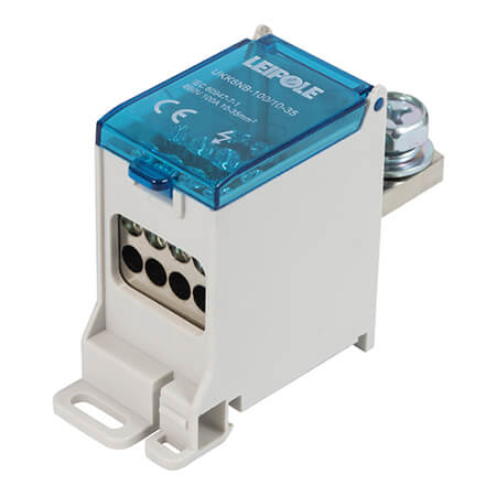 Визуальный вид Распределительный блок на DIN-рейку Leipole UKK6NB-100/10-35/8x10 один вход/восемь выходов - дополнительное фото