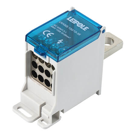 Визуальный вид Распределительный блок на DIN-рейку Leipole UKK6G-100/10-35/12x10 один вход/двенадцать выхода - дополнительное фото