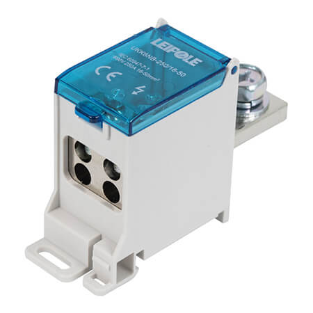 Визуальный вид Распределительный блок на DIN-рейку Leipole UKK6NB-250/16-50/4x16 один вход/четыре выхода - дополнительное фото