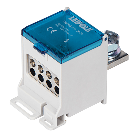 Визуальный вид Распределительный блок на DIN-рейку Leipole UKK6G-400/25-70/8x16 один вход/восемь выхода - дополнительное фото