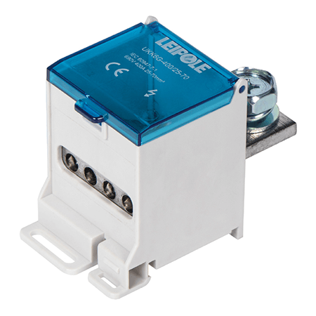 Визуальный вид Распределительный блок на DIN-рейку Leipole UKK6G-400/25-70/4x16 один вход/четыре выхода - дополнительное фото