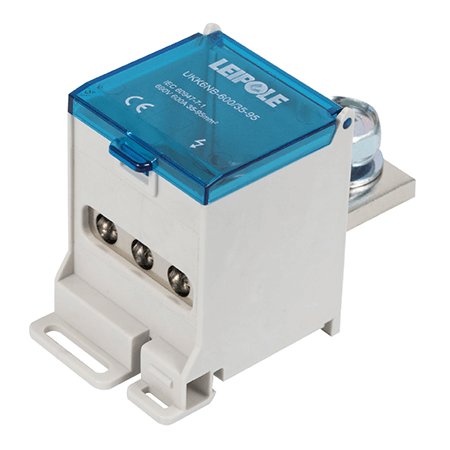 Визуальный вид Распределительный блок на DIN-рейку Leipole UKK6NB-600/35-95/3x16 один вход/три выхода - дополнительное фото