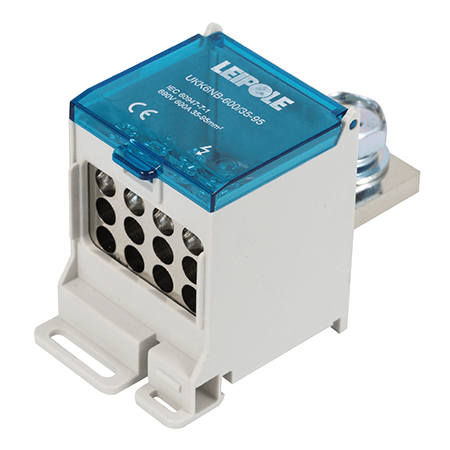 Визуальный вид Распределительный блок на DIN-рейку Leipole UKK6NB-600/35-95/12x16 один вход/двенадцать выходов - дополнительное фото