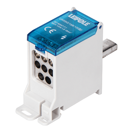 Визуальный вид Распределительный блок на DIN-рейку Leipole UKK6G/158/8x10 один вход/восемь выходов - дополнительное фото