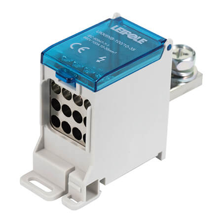 Визуальный вид Распределительный блок на DIN-рейку Leipole UKK6NB-100/10-35/12x10 один вход/двенадцать выходов - дополнительное фото