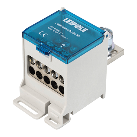 Визуальный вид Распределительный блок на DIN-рейку Leipole UKK6NB-600/35-95/10x16 один вход/десять выходов - дополнительное фото