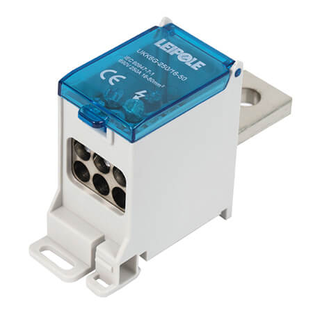 Визуальный вид Распределительный блок на DIN-рейку Leipole UKK6G-250/16-50/6x16 один вход/шесть выходов - дополнительное фото