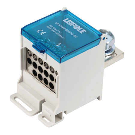 Визуальный вид Распределительный блок на DIN-рейку Leipole UKK6NB-600/35-95/16x10 один вход/шестнадцать выходов - дополнительное фото