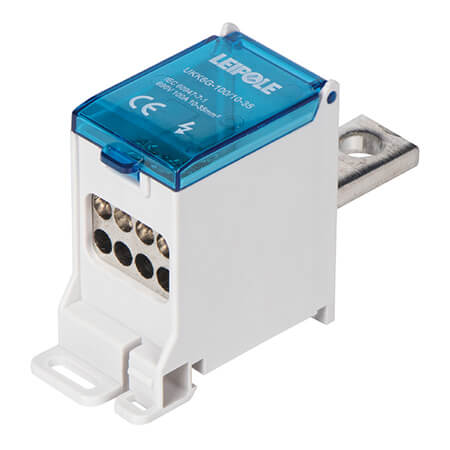 Визуальный вид Распределительный блок на DIN-рейку Leipole UKK6G-100/10-35/8x10 один вход/восемь выходов - дополнительное фото