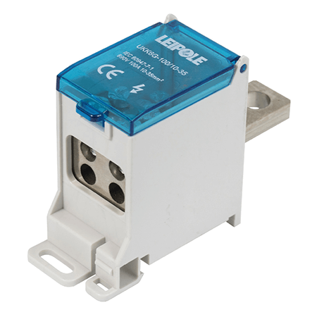 Визуальный вид Распределительный блок на DIN-рейку Leipole UKK6G-100/10-35/4x16 один вход/четыре выхода - дополнительное фото