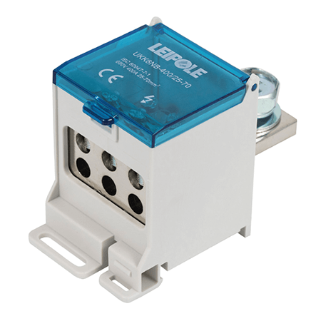Визуальный вид Распределительный блок на DIN-рейку Leipole UKK6G-400/25-70/6x16 один вход/шесть выходов - дополнительное фото