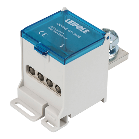 Визуальный вид Распределительный блок на DIN-рейку Leipole UKK6NB-600/35-95/4x16 один вход/четыре выходов - дополнительное фото