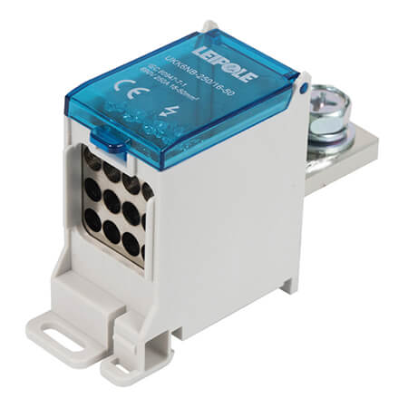 Визуальный вид Распределительный блок на DIN-рейку Leipole UKK6NB-250/16-50/12x10 один вход/двенадцать выходов - дополнительное фото